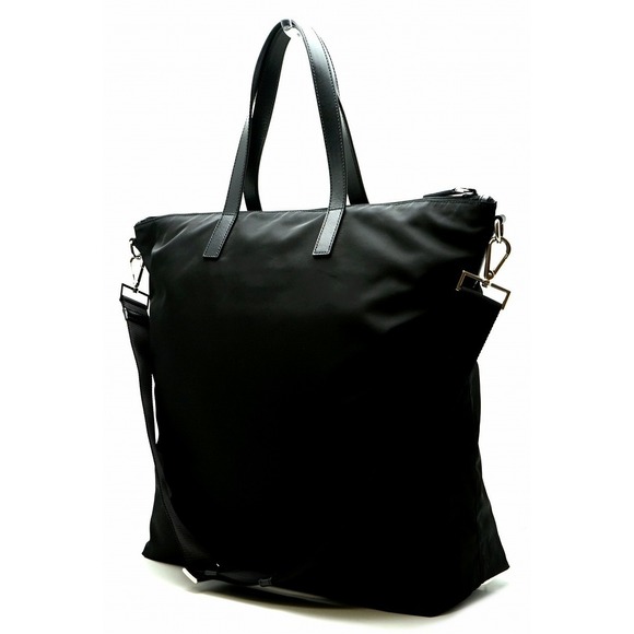 Prada Tote Leather Nylon Bag Nero Black - Picture 1 of 9